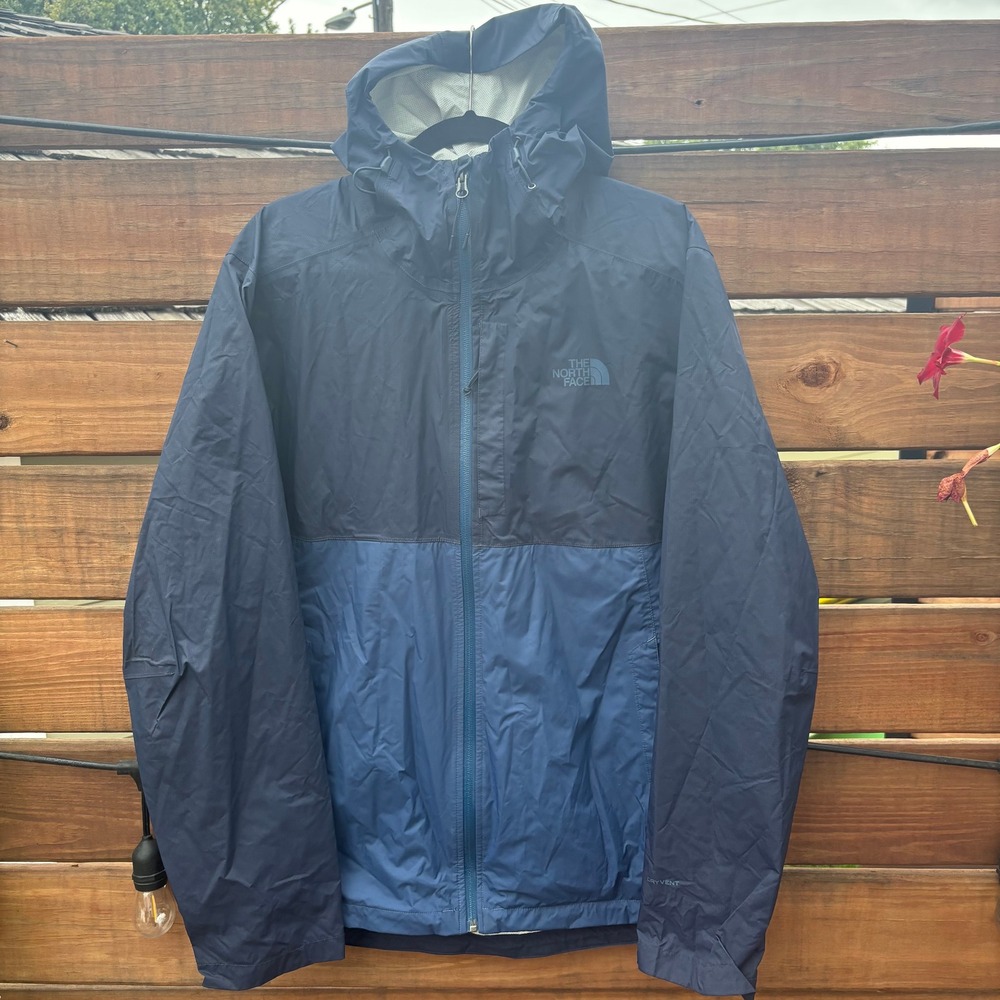 The North Face Rain Jacket Mens Large Blue Two-Tone Excellent DryVent Shell